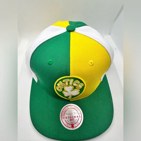 Boston Celtics Mitchell & Ness Pinwheel Limited Snapback Adult Hat - Picture 2 of 9